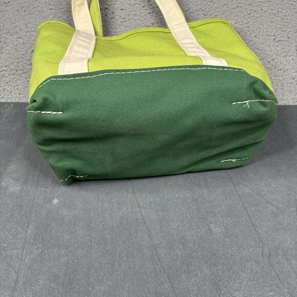 LL Bean Boat & Tote Mini Canvas Green Purple Color Block Modern Made In USA - Picture 4 of 8